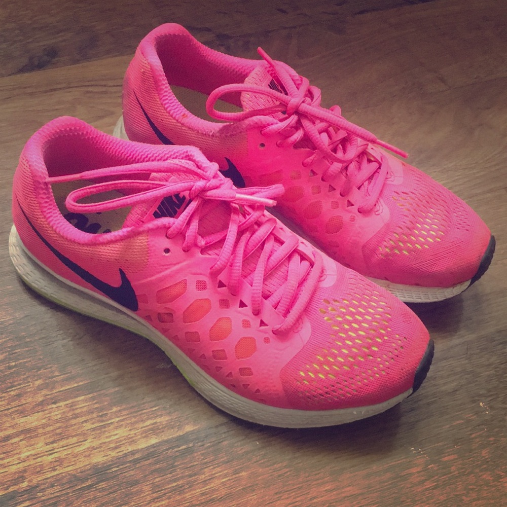Pink nike running shoes